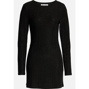 Reformation Radford Black Metallic Dress Medium Long Sleeve Mini Night Out Party